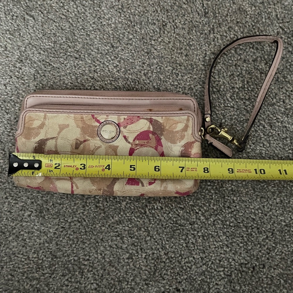 Coach Pink and Tan Signature Clutch